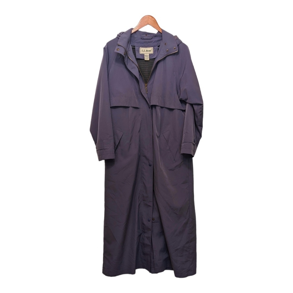 LL Bean Purple Raincoat Full Length Trench Coat